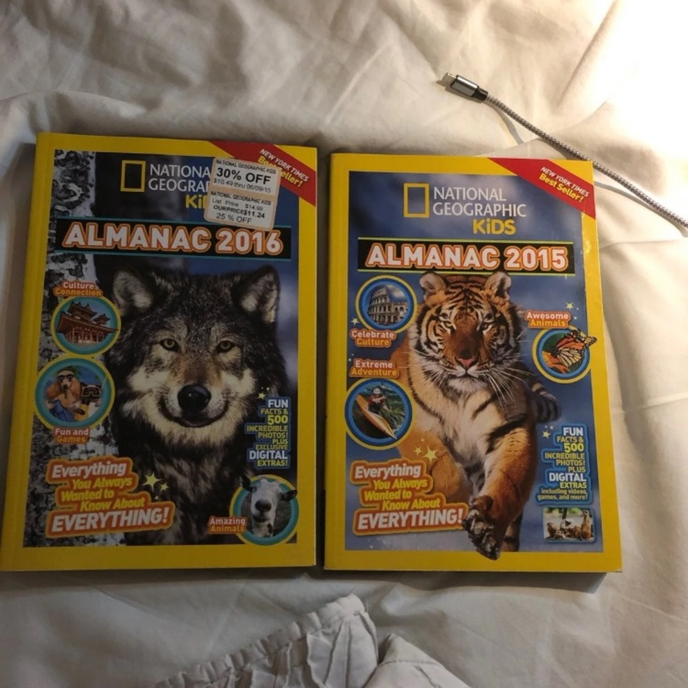 National Geographic almanac 2016 and 2015